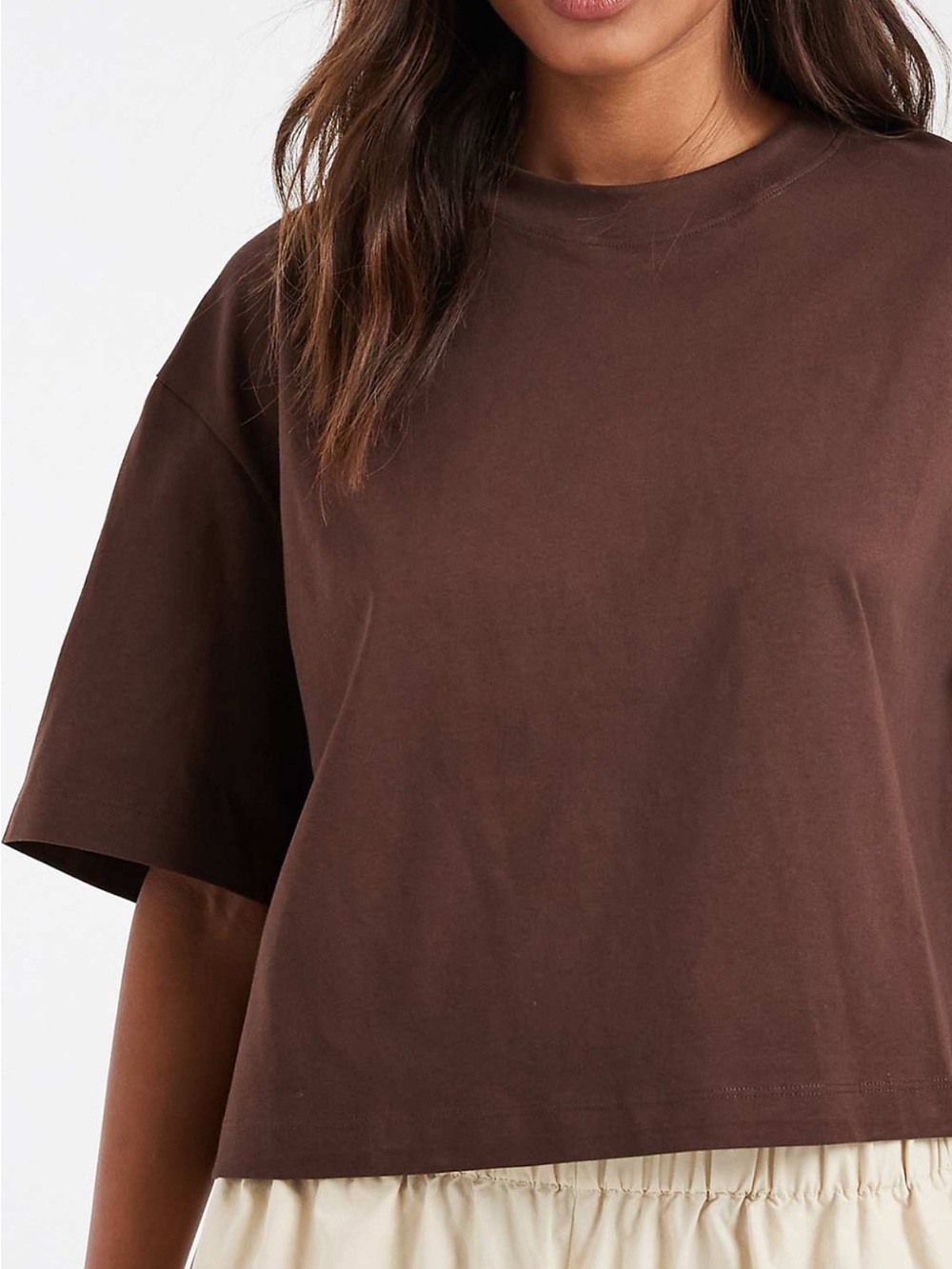 NWOT ASOS Women’s chocolate boxy cropped T-shirt